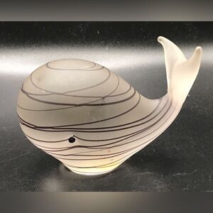 Clear frosted purple ribbon Japan Toyo paperweight  whale